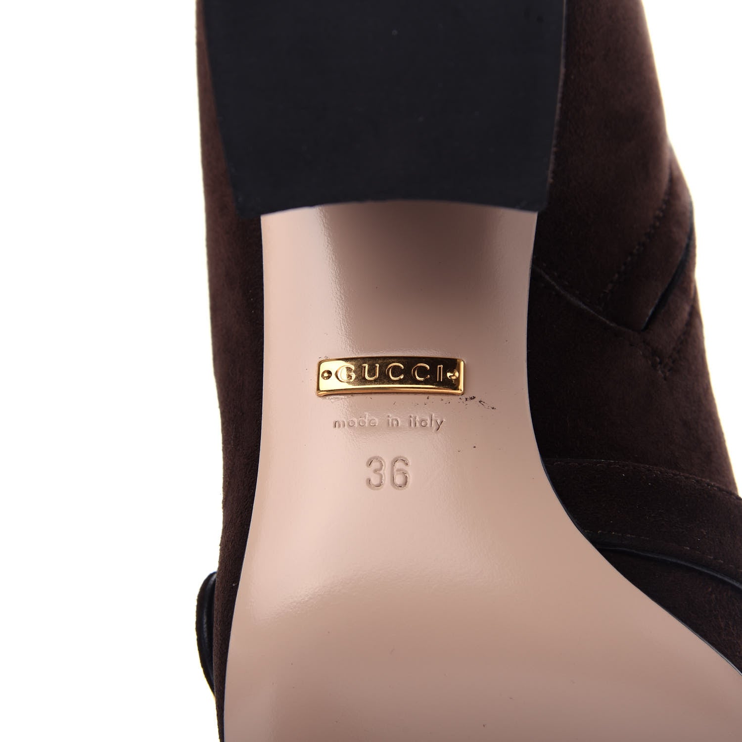 Gucci Kid Scamosciato GG Marmont Fringe 75mm Ankle Boots 36 Cocoa 9 of 11