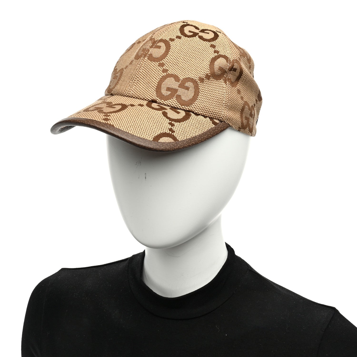 Gucci Monogram Jumbo GG Baseball Hat M 57 Camel Ebony 2 of 8