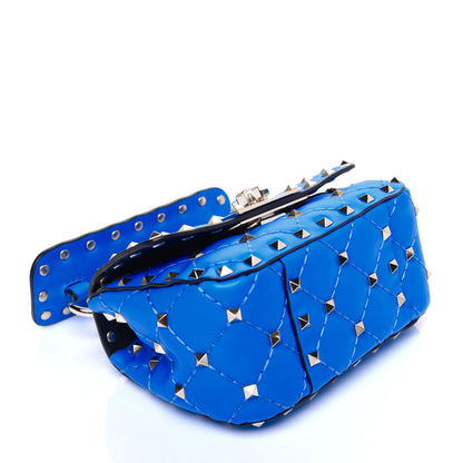 Valentino Garavani Calfskin Micro Rockstud Spike Shoulder Bag Blue Fluo 4 of 11