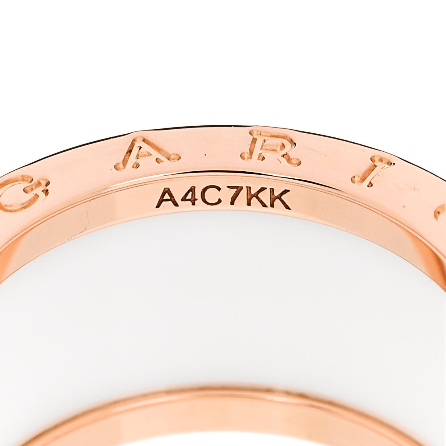 18K Rose Gold White Ceramic B.Zero1 Four-Band Ring 54 6.75