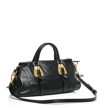 Prada Soft Calf Shopping Satchel Black 2 of 11