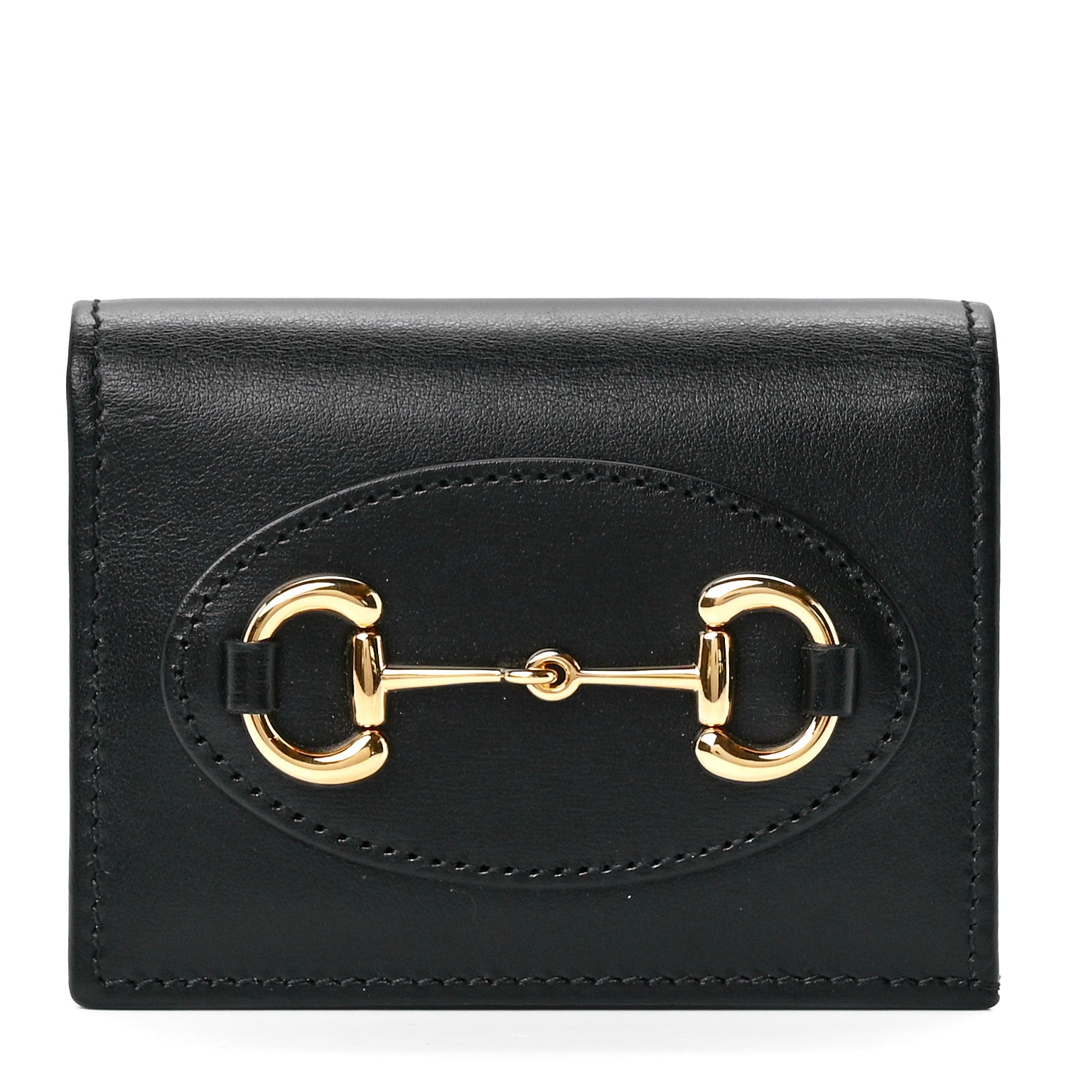 Gucci Boarded Plutone Calfskin Horsebit 1955 Card Case Wallet Black 1 of 12
