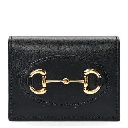 Gucci Boarded Plutone Calfskin Horsebit 1955 Card Case Wallet Black 1 of 12