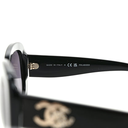 Chanel Acetate Polarized Oval CC Sunglasses 5468-B Black 7 of 8
