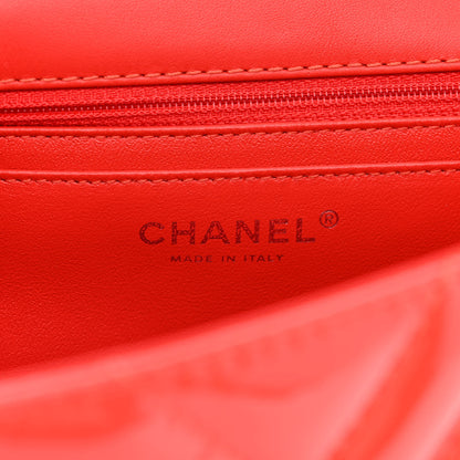 Chanel Patent Chevron Quilted Maxi Single Flap Red 6 of 14