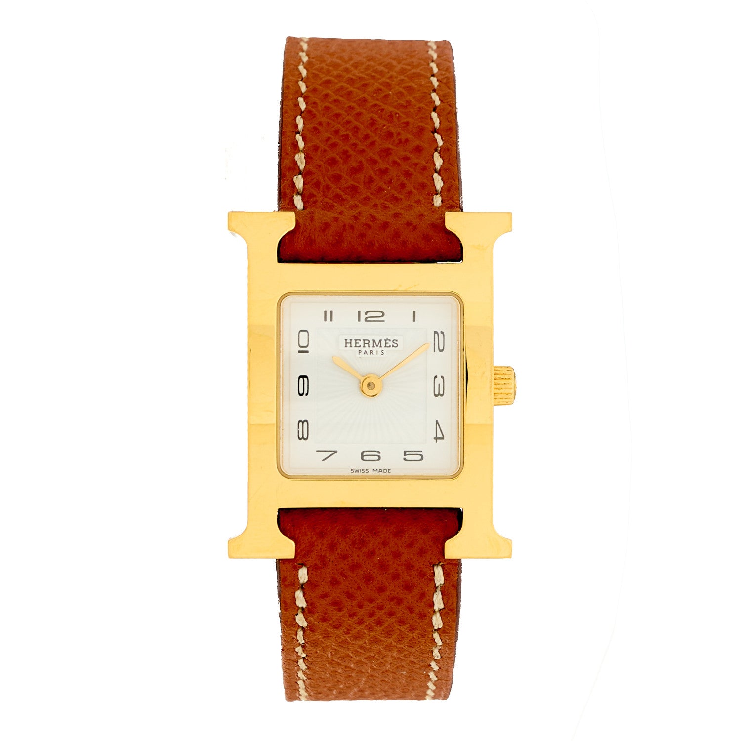 Hermes Stainless Steel Epsom 21mm Heure H Hour Quartz Watch Gold 1 of 4