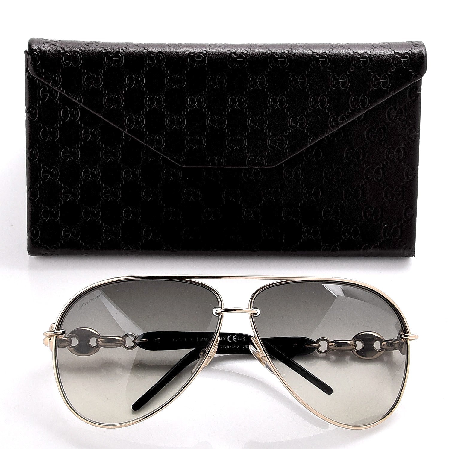 Gucci Marina Chain Aviator Sunglasses GG 4225/S Gold Black 9 of 9