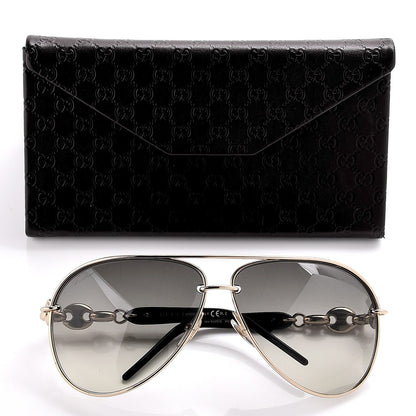 Gucci Marina Chain Aviator Sunglasses GG 4225/S Gold Black 9 of 9