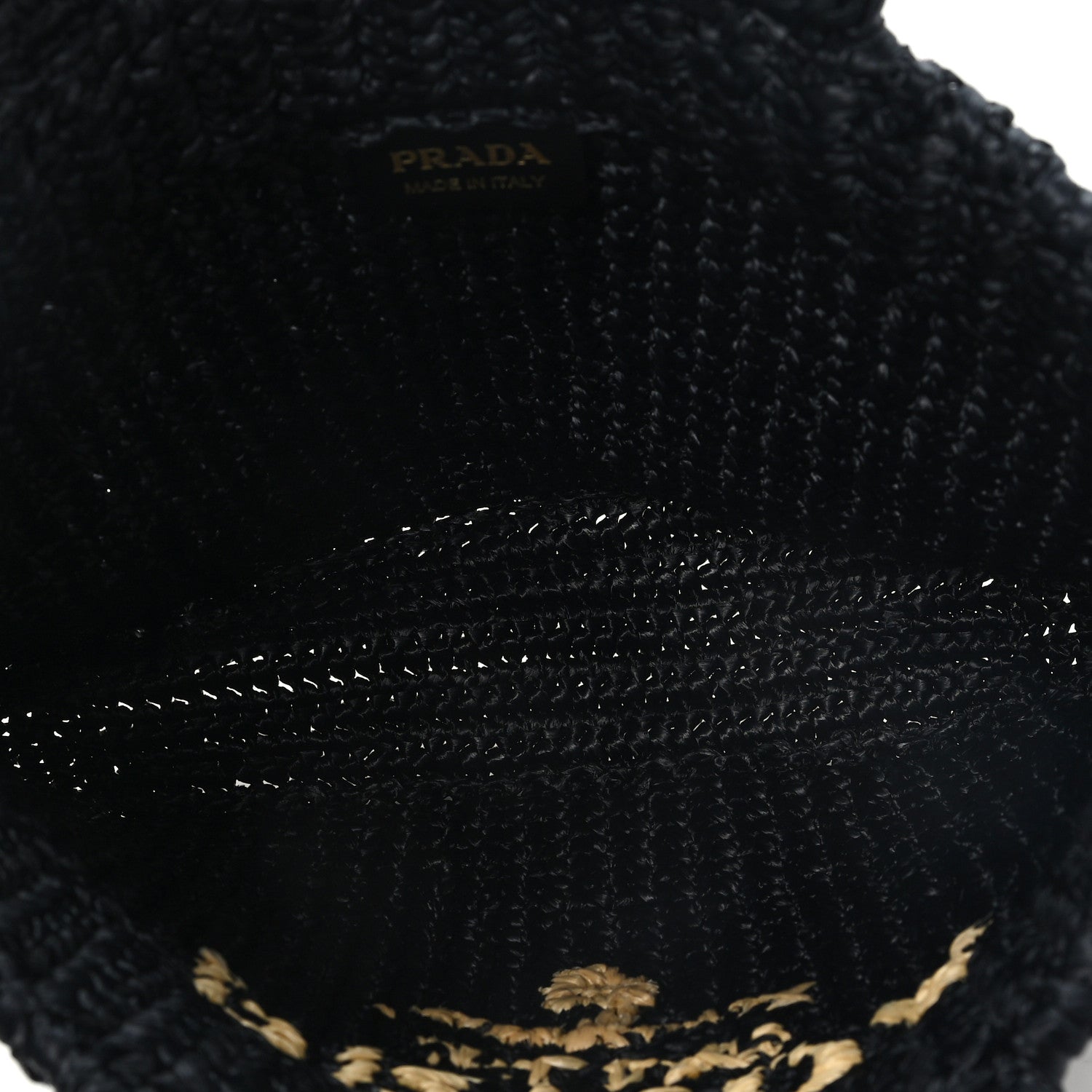 Prada Yarn Raffia Effect Crochet Small Logo Tote Black 5 of 9