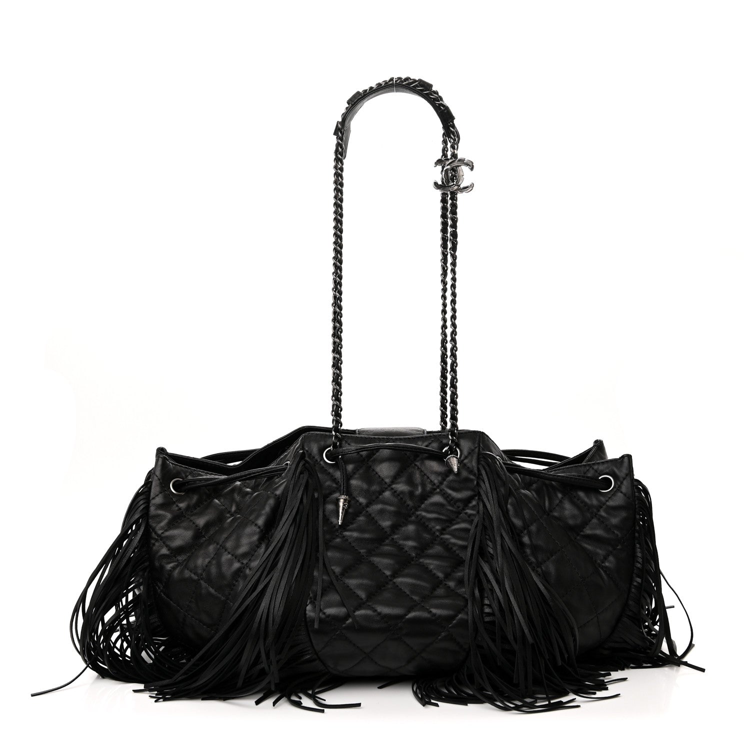 Chanel Lambskin Quilted Western Baluchon Fringe Bag Black 1 of 10