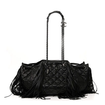 Chanel Lambskin Quilted Western Baluchon Fringe Bag Black 1 of 10