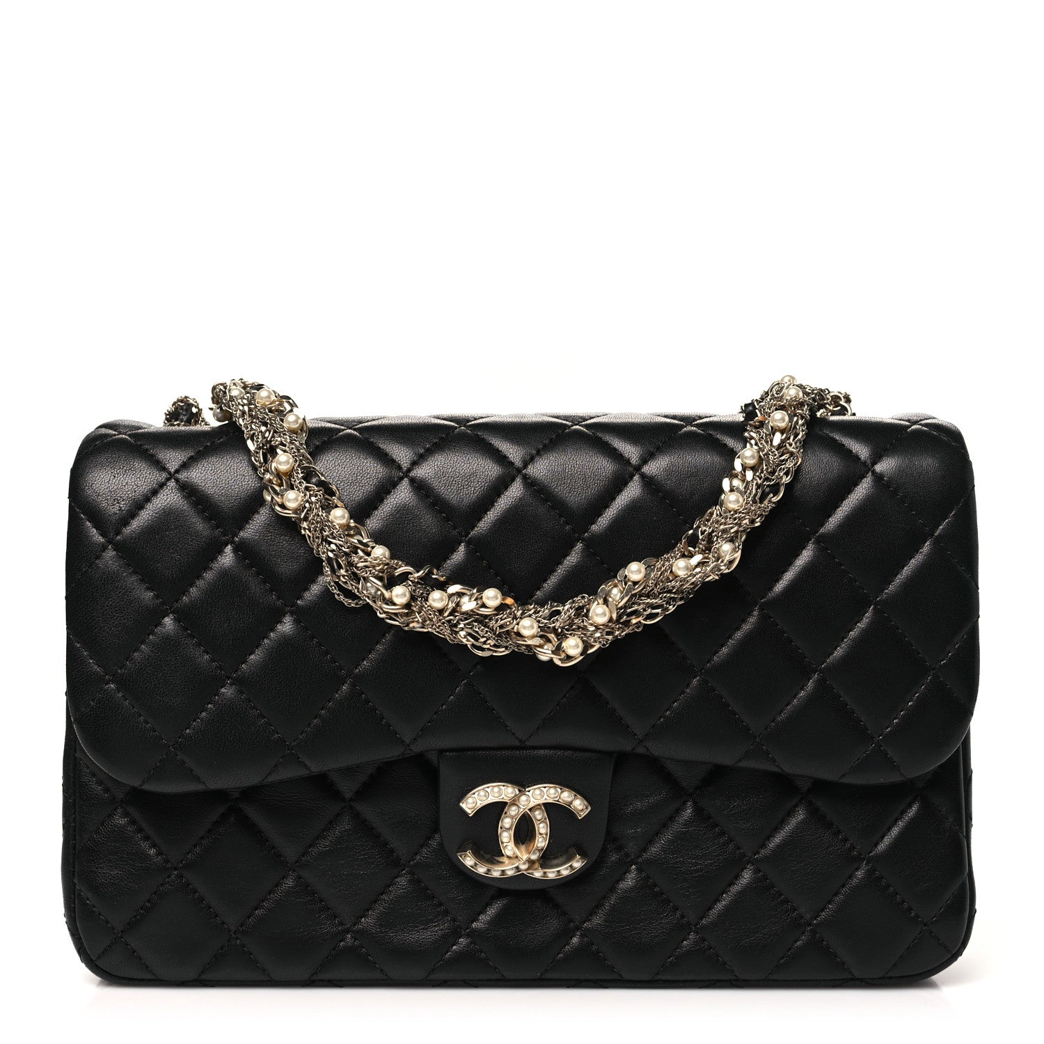 Chanel Lambskin Quilted Medium Westminster Pearl Flap Black 1 of 10