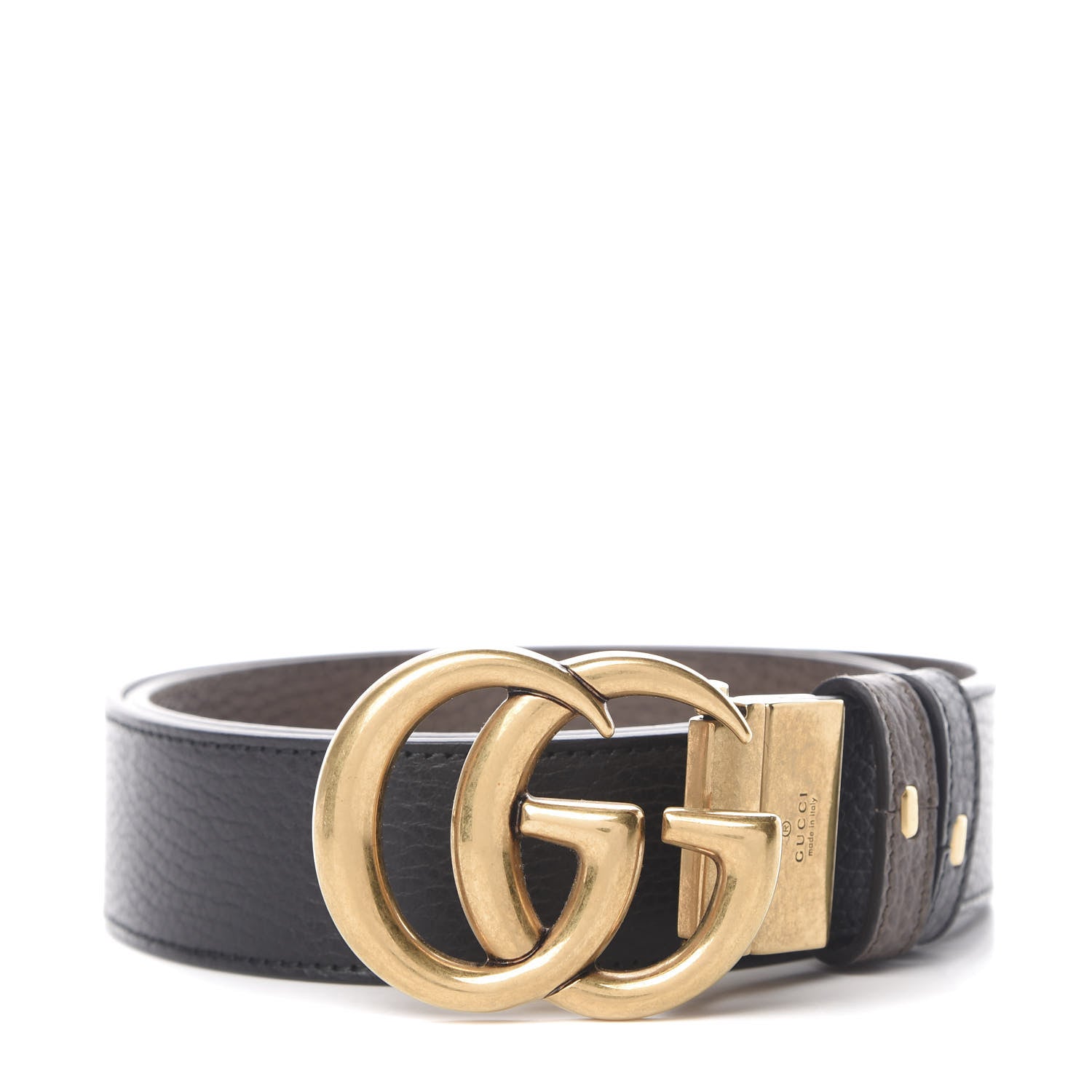 Gucci Calfskin Double G Reversible 37mm Belt 85 34 Black Cocoa 1 of 7