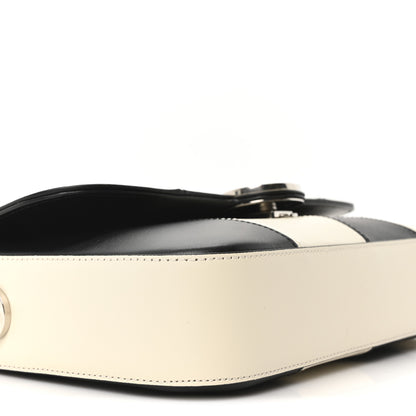 Gucci Senna Calfskin Lines Petite GG Top Handle Shoulder Bag Black Mystic White 9 of 10