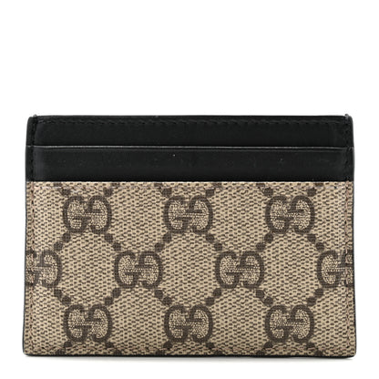 Gucci GG Supreme Monogram Calfskin Card Holder Beige Black 1 of 6