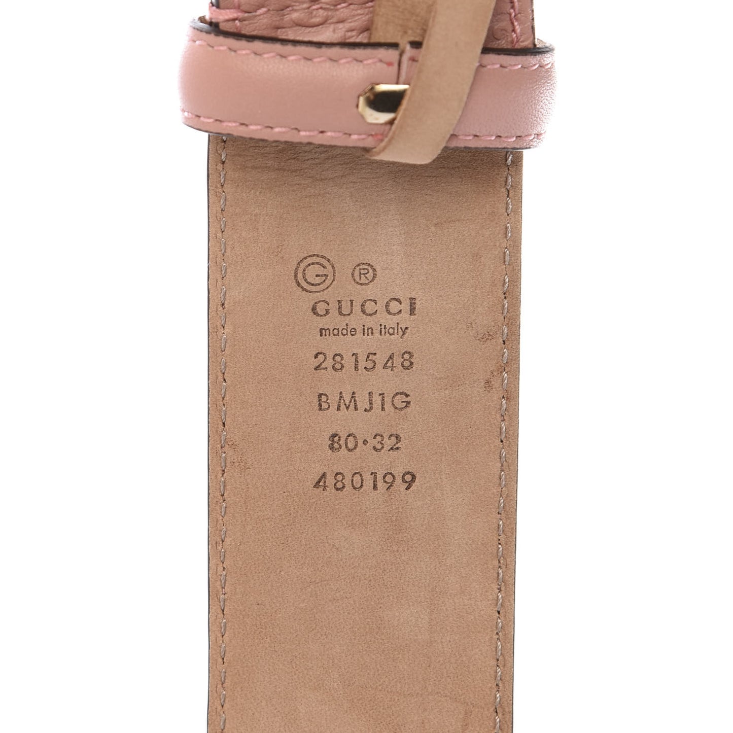 Soft Microguccissima Margaux Calfskin Belt 80 32 Soft Pink