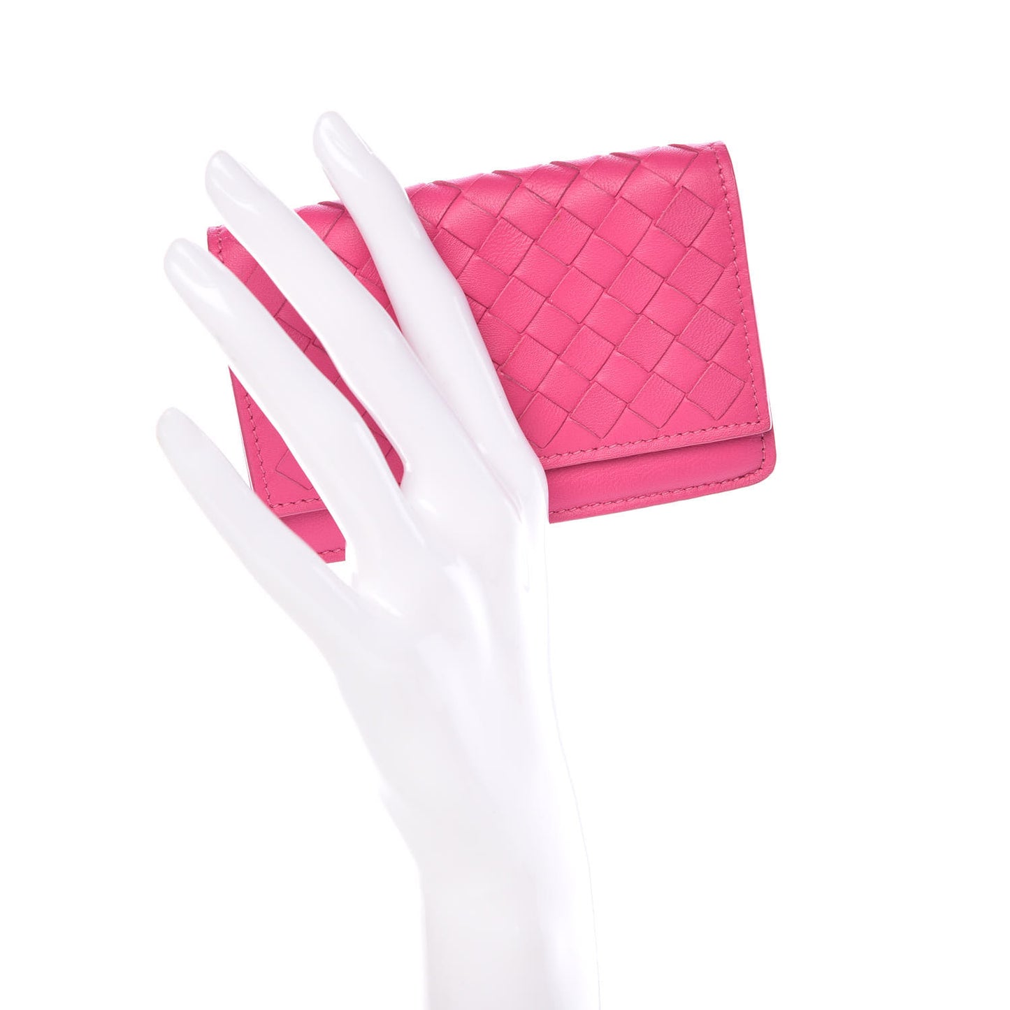 Nappa Intrecciato Card Holder Rosa Shock