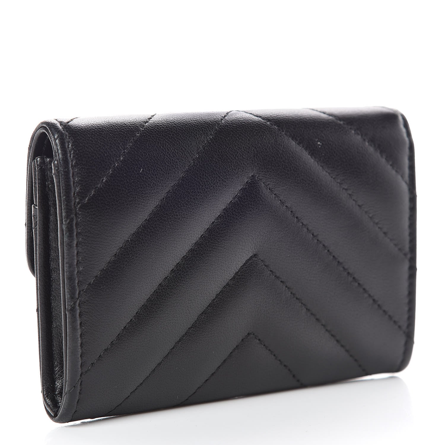 Chanel Lambskin Chevron Quilted Flap Card Holder Black 3 of 12
