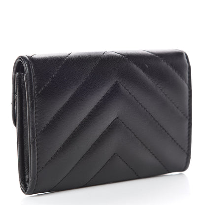 Chanel Lambskin Chevron Quilted Flap Card Holder Black 3 of 12