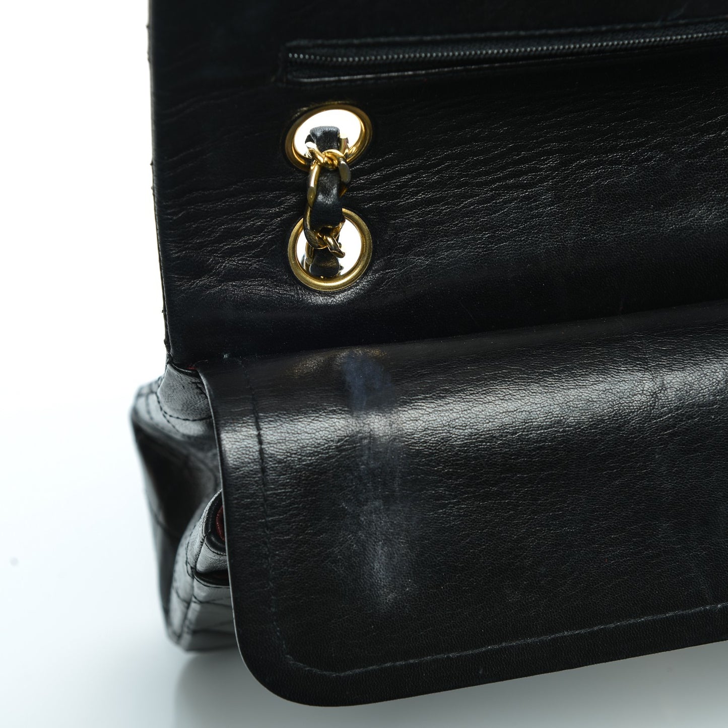 Lambskin Quilted Medium Double Flap Black