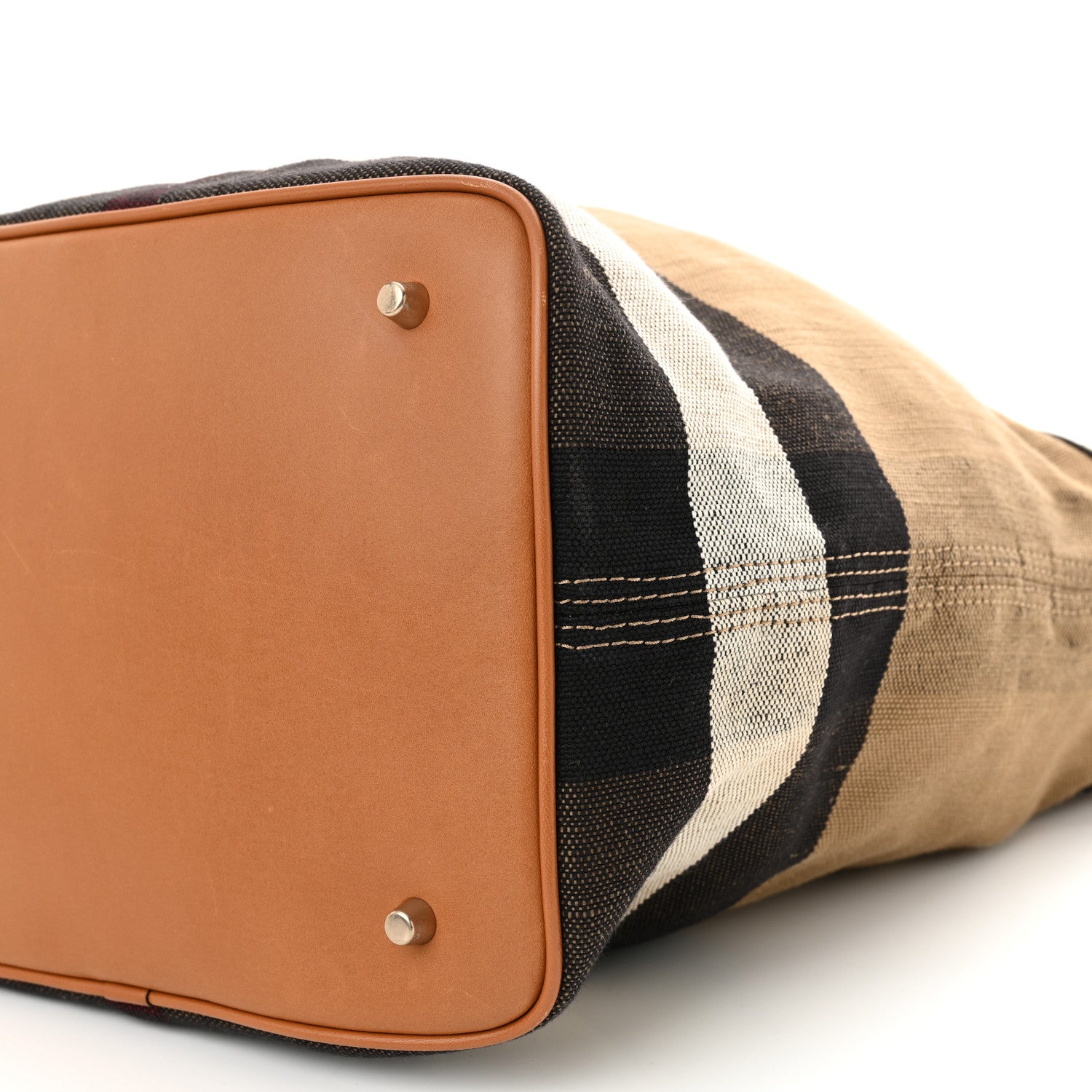 Burberry Grainy Calfskin Canvas Mega Check Medium Ashby Tassel Hobo Saddle Brown 9 of 9