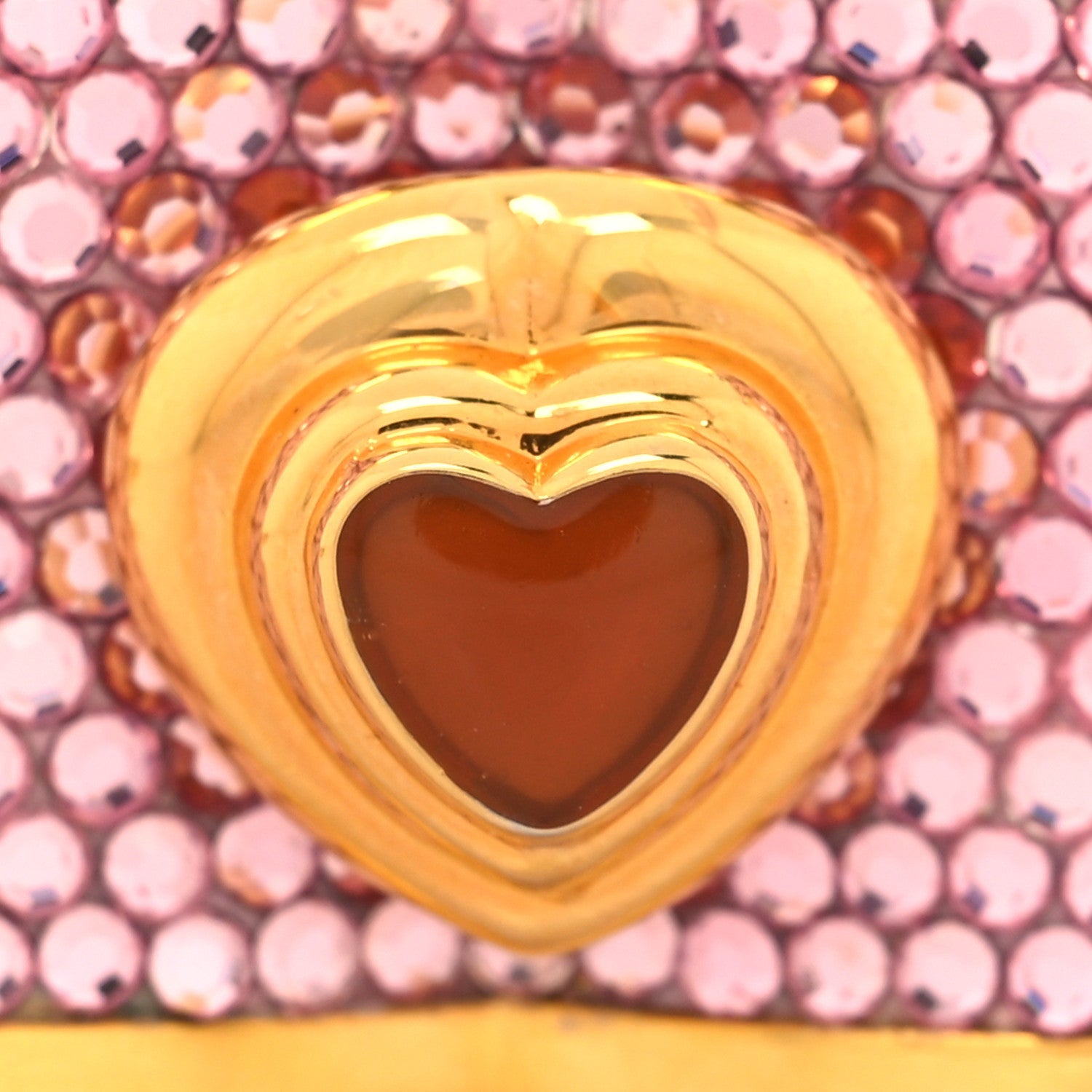 Judith Leiber Swarovski Crystal Heart Minaudiere Clutch Pink Gold 9 of 9