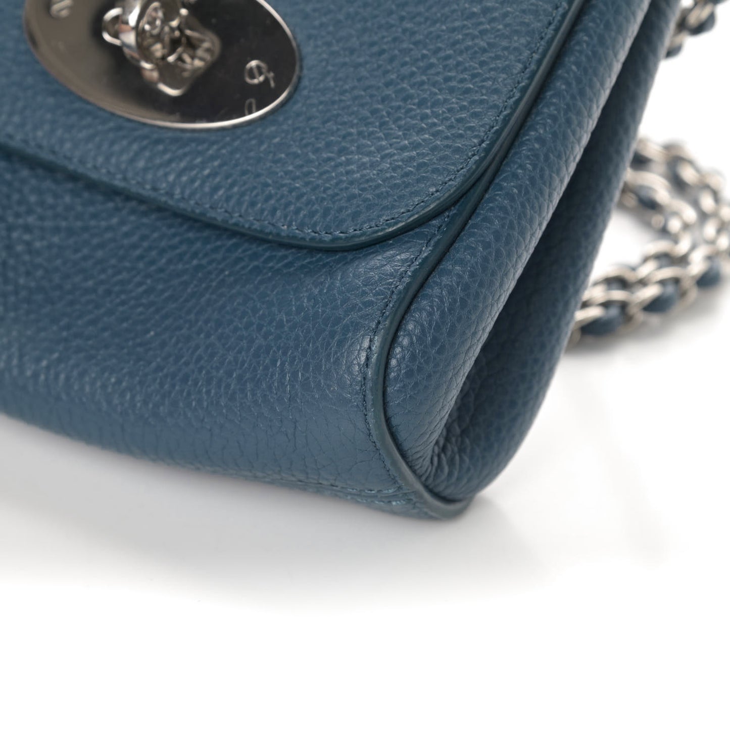 Small Classic Grain Calfskin Mini Lily Steel Blue