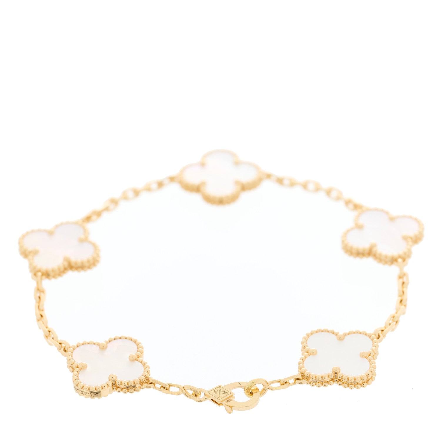 Van Cleef & Arpels 18K Yellow Gold Mother of Pearl 5 Motifs Vintage Alhambra Bracelet 2 of 5