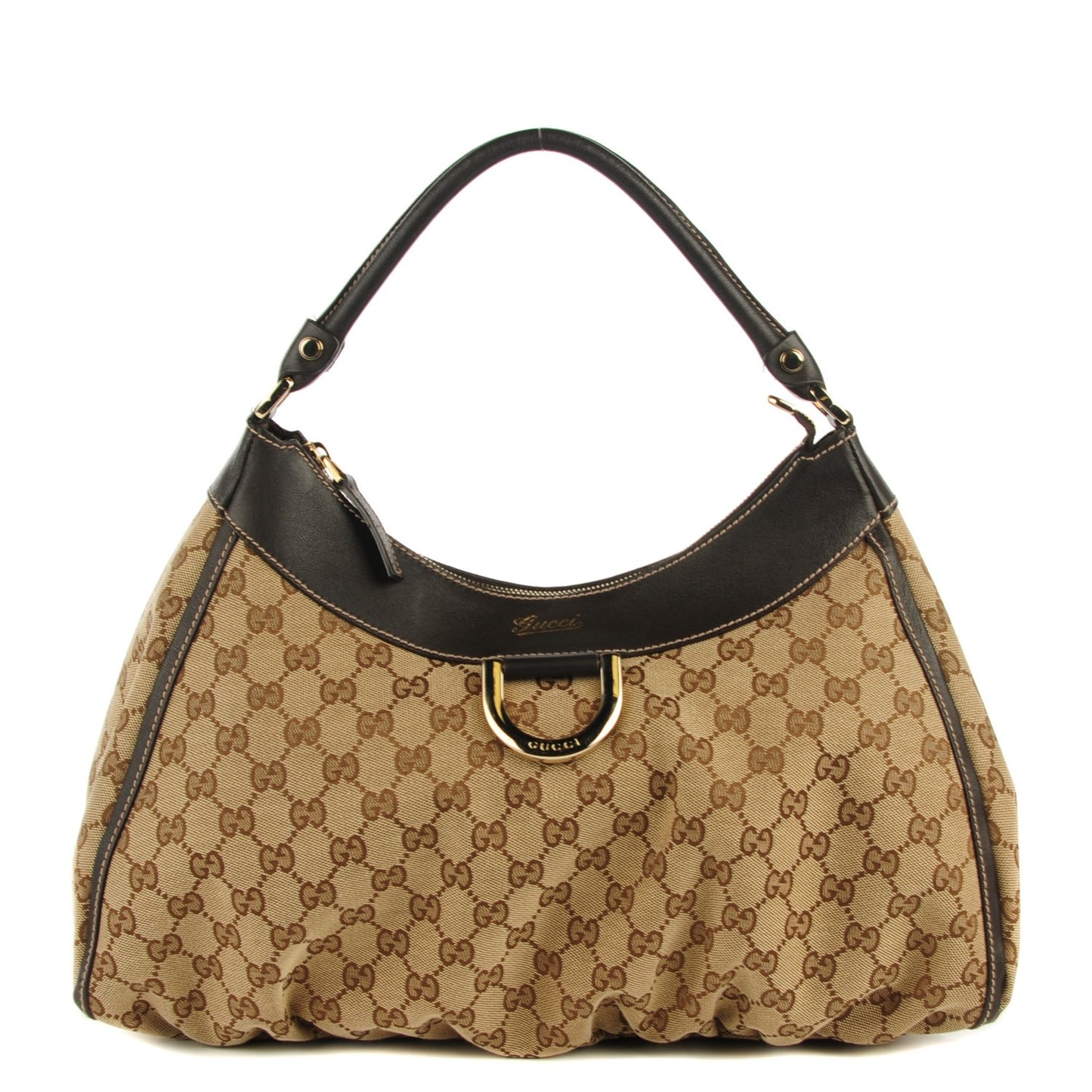 Monogram Large D Gold Hobo Dark Brown