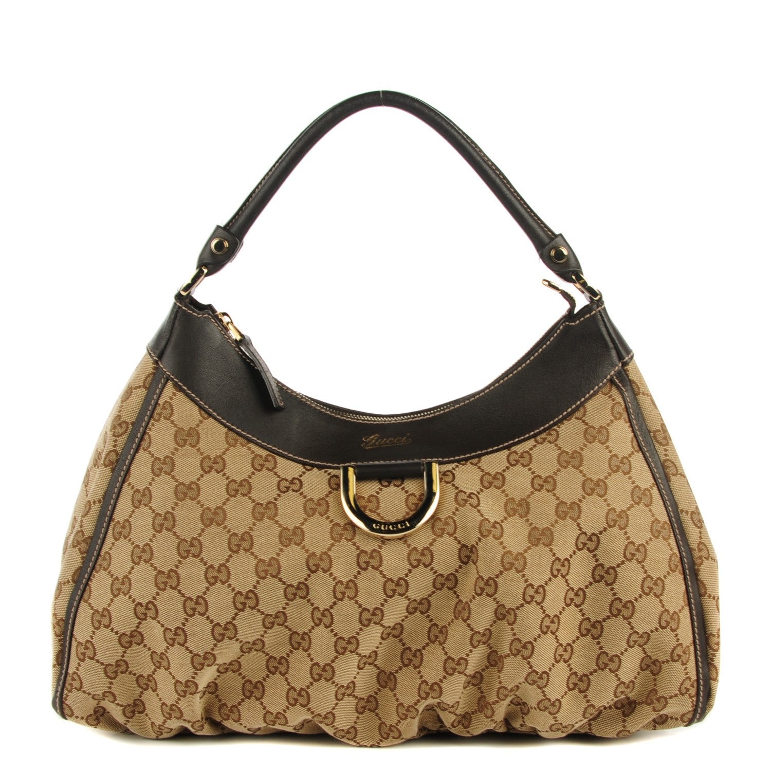 Gucci Monogram Large D Gold Hobo Dark Brown 1 of 7