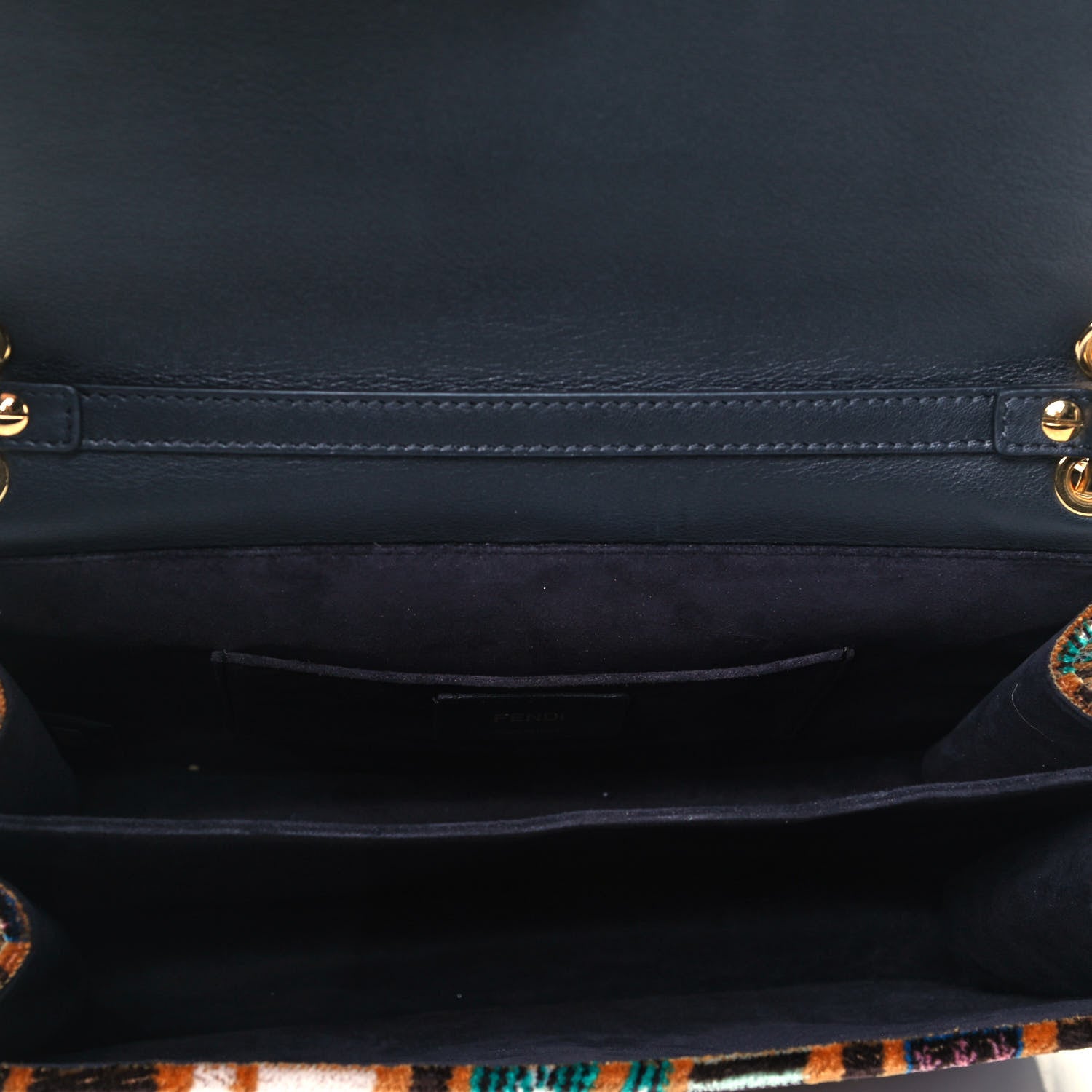 Fendi Velvet Vitello Dolce Fun Fair Kan I Shoulder Bag Tobacco Multicolor Black 4 of 16