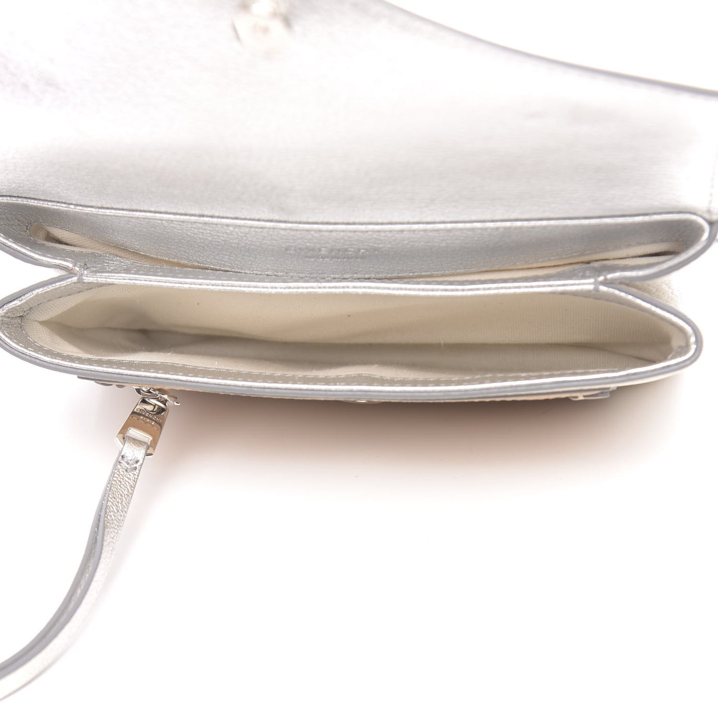 Calfskin Duetto Crossbody Bag Silver