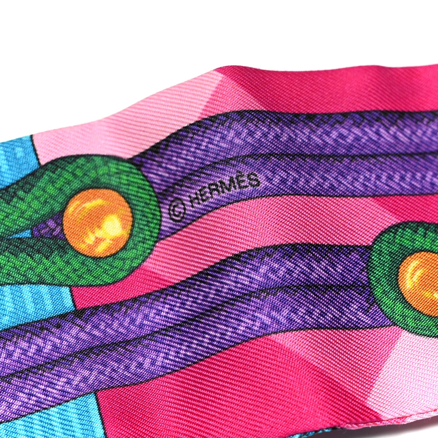 Silk Brandebourgs Twilly Fuchsia Turquoise Emeraude