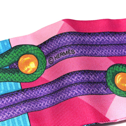 Hermes Silk Brandebourgs Twilly Fuchsia Turquoise Emeraude 4 of 4
