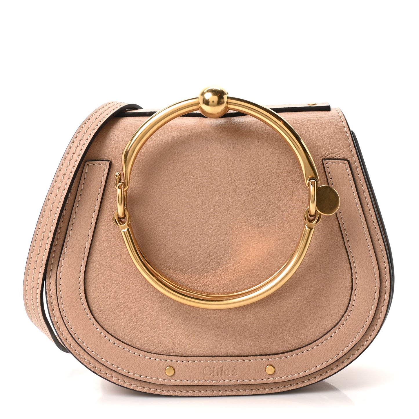 Calfskin Suede Small Nile Bracelet Bag Biscotti Beige