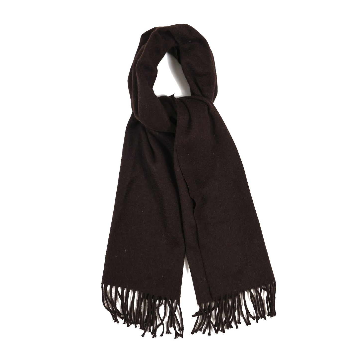 Cashmere Fringe Stole Dark Brown