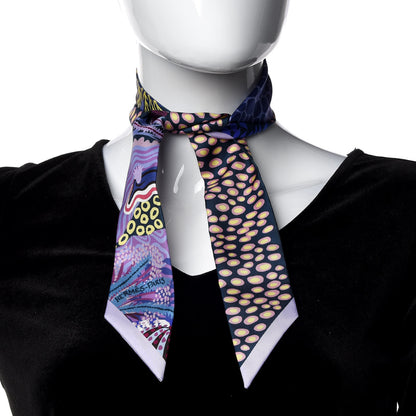 Hermes Silk Under The Waves Twilly Mauve Marine Jaune 2 of 4