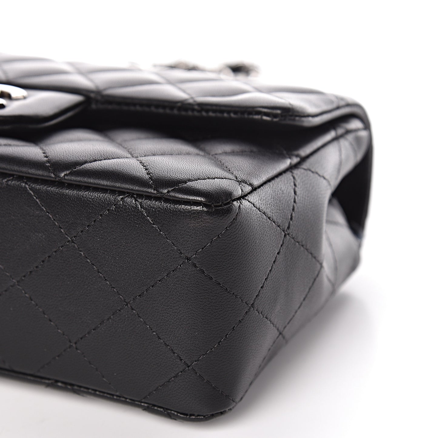 Lambskin Quilted Mini Rectangular Flap Black