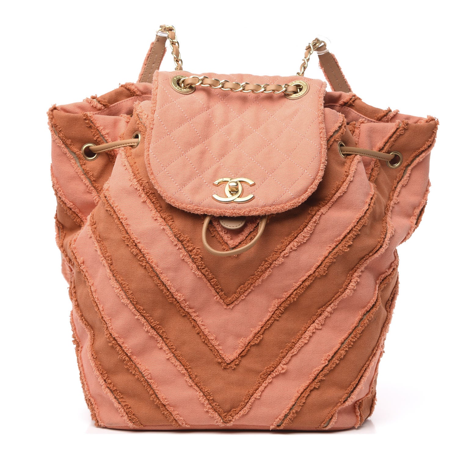 Chanel Canvas Chevron Cuba Patchwork Backpack Orange 1 of 11