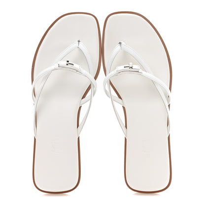 Hermes Calfskin Miss Sandals 38 White 2 of 8