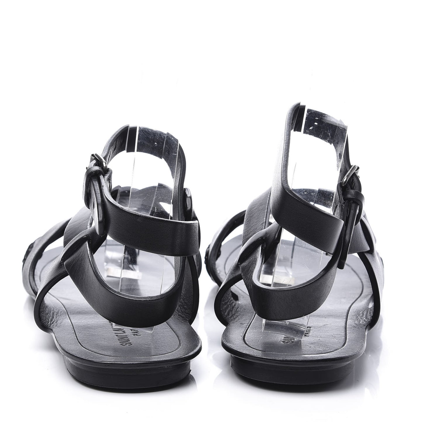 Calfskin Culver Flat Sandals 39 Black