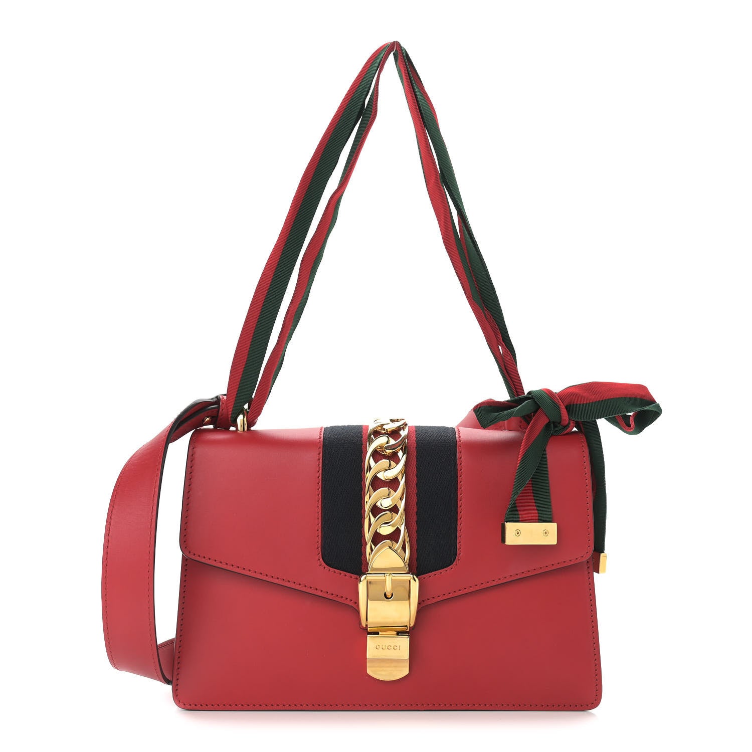 Gucci Calfskin Small Sylvie Shoulder Bag Hibiscus Red 1 of 13