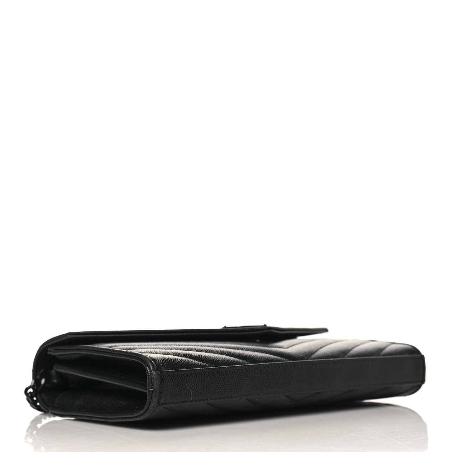 Grain De Poudre Matelasse Chevron Monogram Chain Wallet Black
