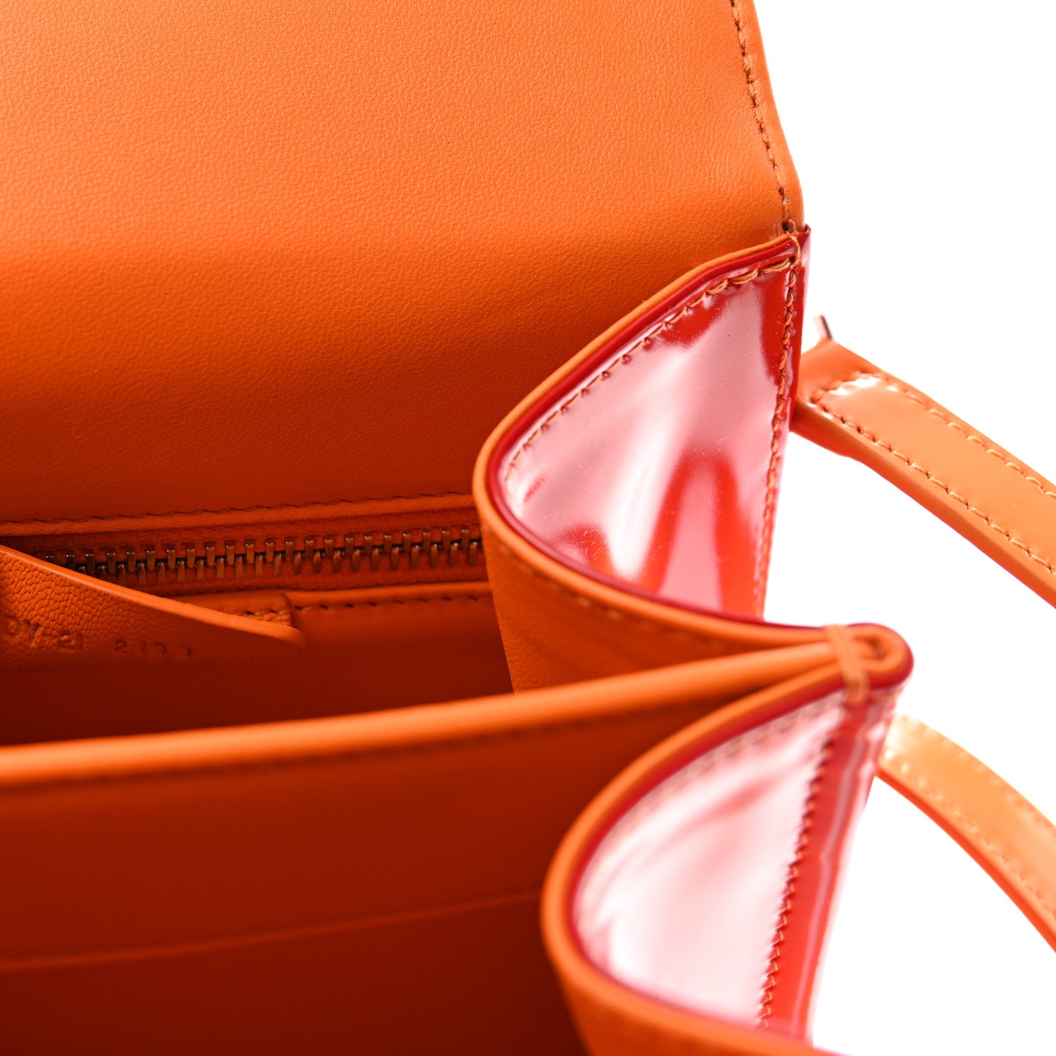 Salvatore Ferragamo Brushed Calfskin Airbrush Small Iconic Top Handle Bag Orange Multicolor 7 of 10