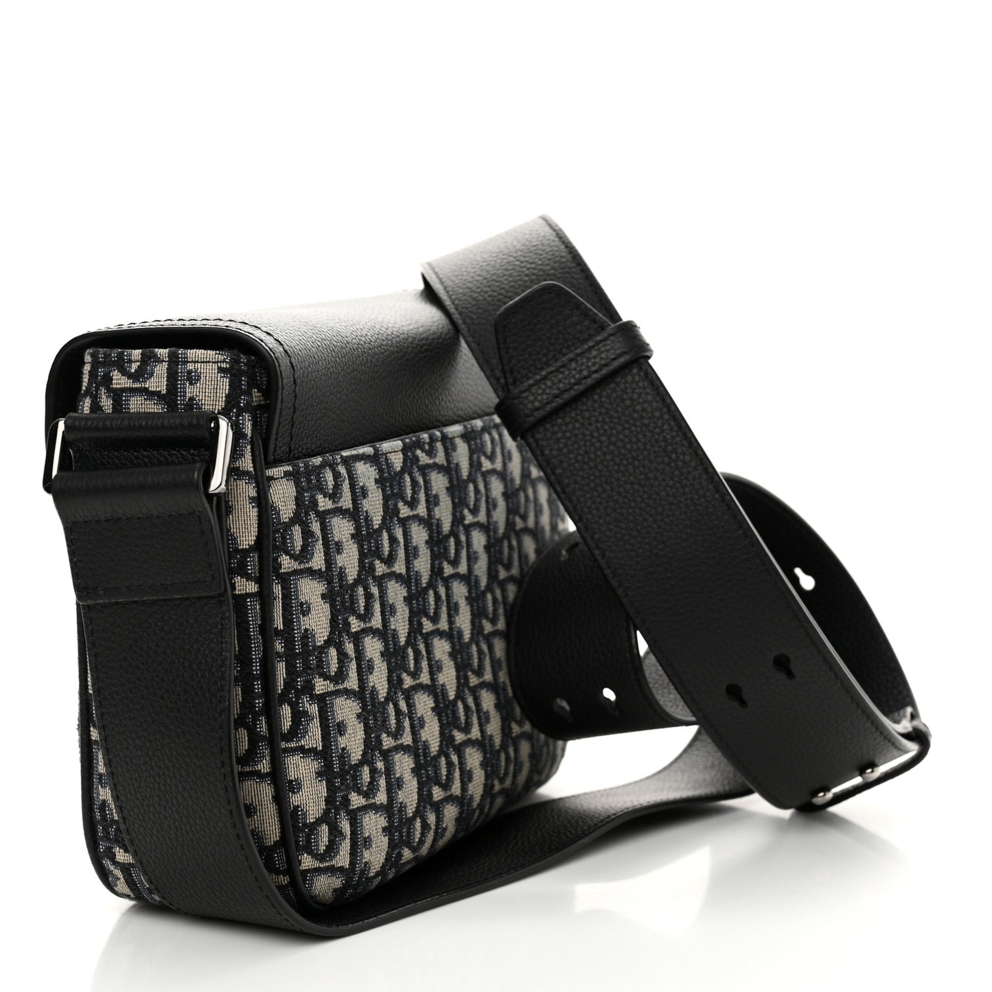 Grained Calfskin Oblique Mini Saddle Messenger Black
