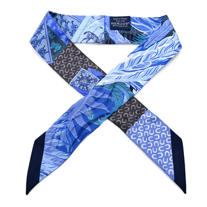 Hermes Silk Cheval Phoenix Twilly Marine Ciel Cobalt 1 of 4