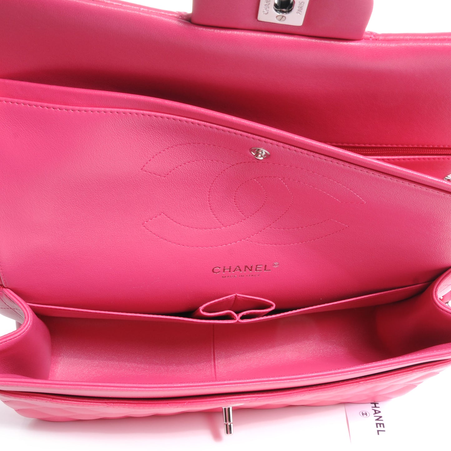 Lambskin Quilted Jumbo Double Flap Dark Pink