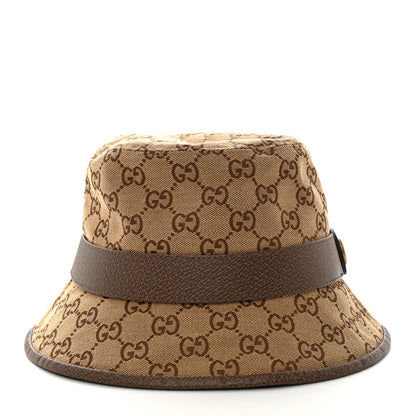 Gucci Monogram Textured Dollar Calfskin GG Jago Bucket Hat M Cacao Beige 5 of 10