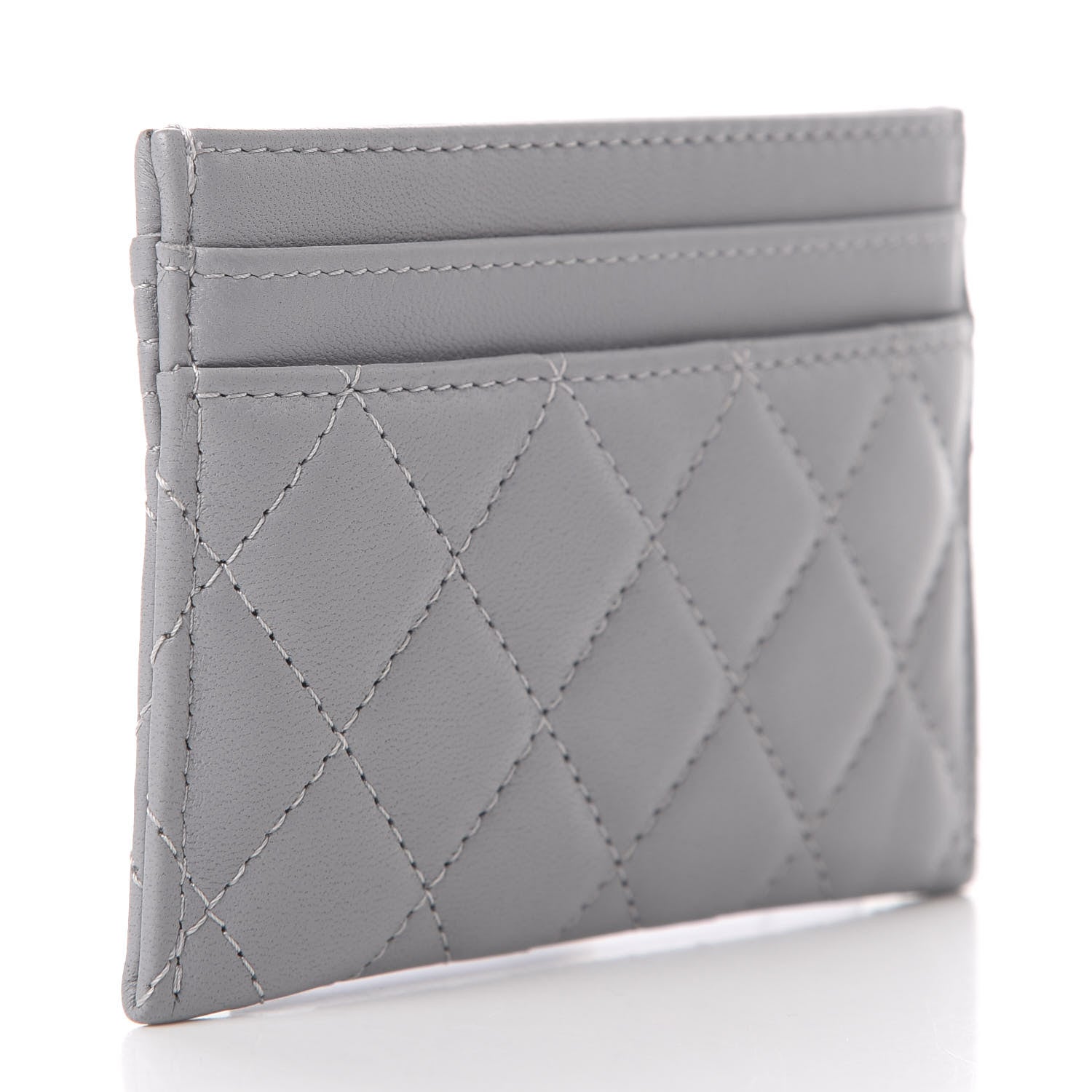 Chanel Lambskin Quilted Boy Card Holder Grey 3 of 10