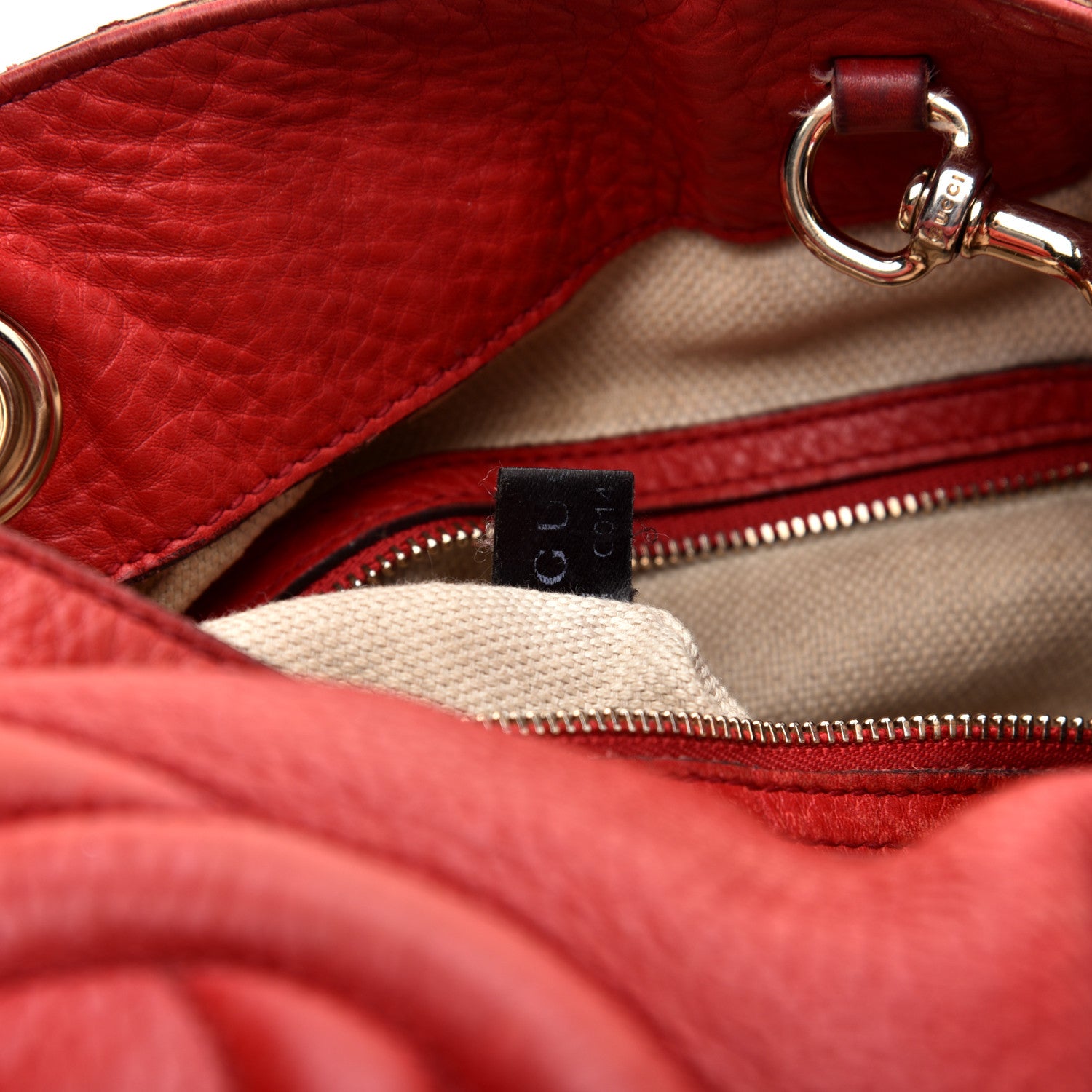 Gucci Pebbled Calfskin Medium Soho Chain Shoulder Bag Tabasco Red 10 of 13